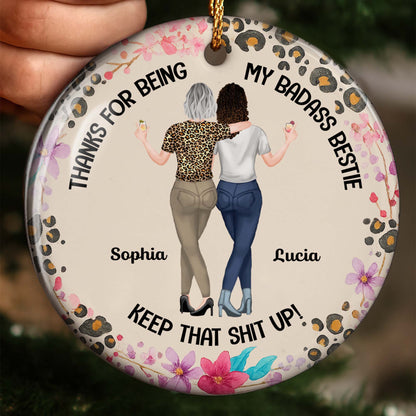 Thanks For Being My Badass Bestie, Leopard Print, Flowers