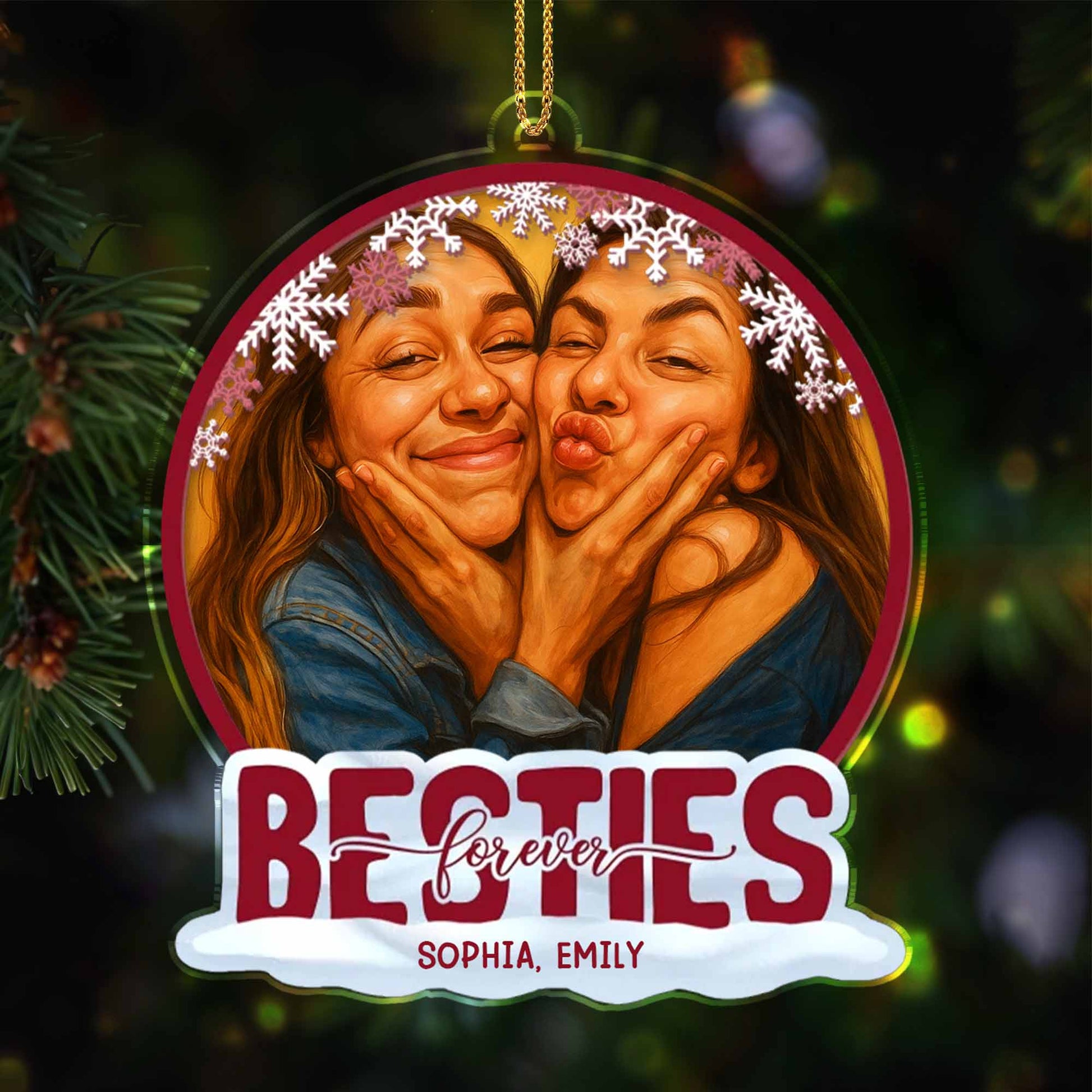 Besties Forever With Snowflakes and Portraits