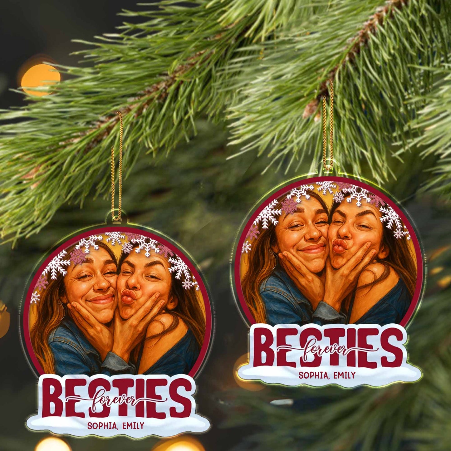 Besties Forever With Snowflakes and Portraits