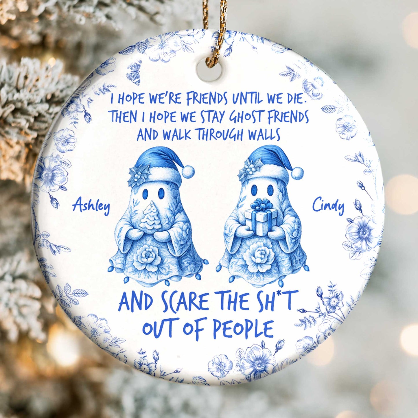 Friends Until We Die Ghost Friends Ceramic Ornament
