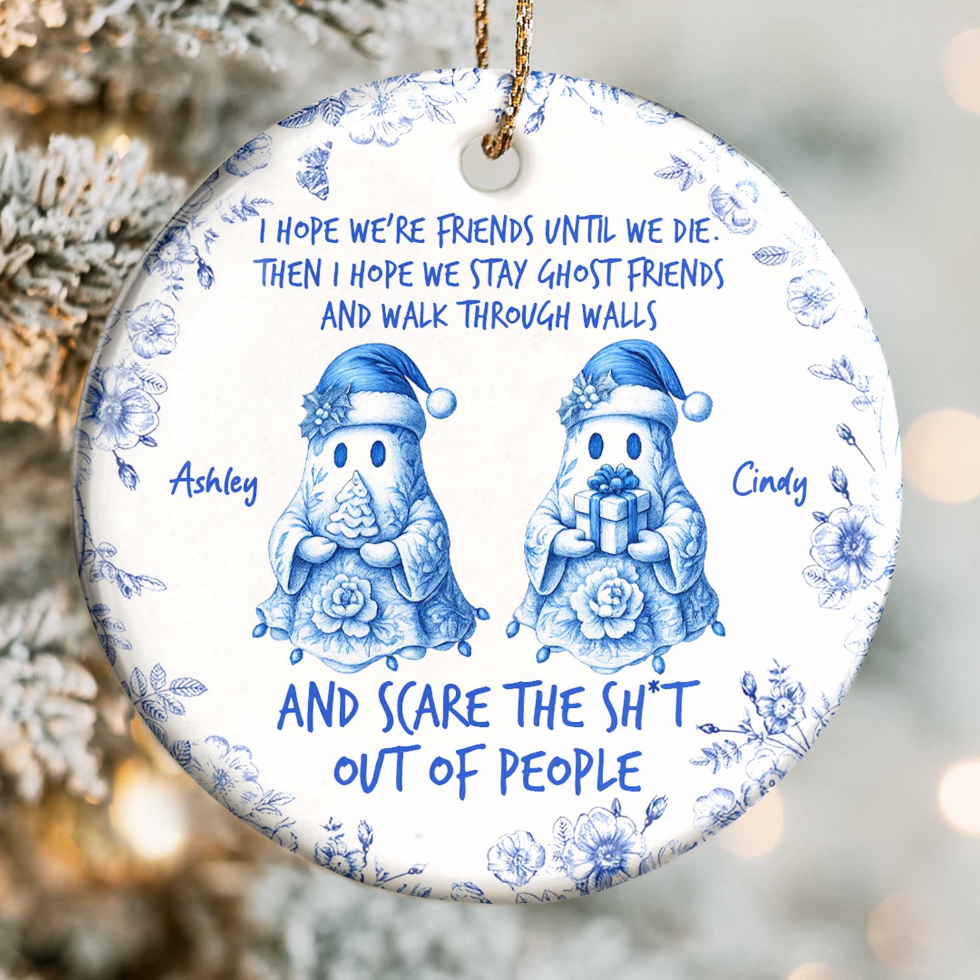 Friends Until We Die Ghost Friends Ceramic Ornament