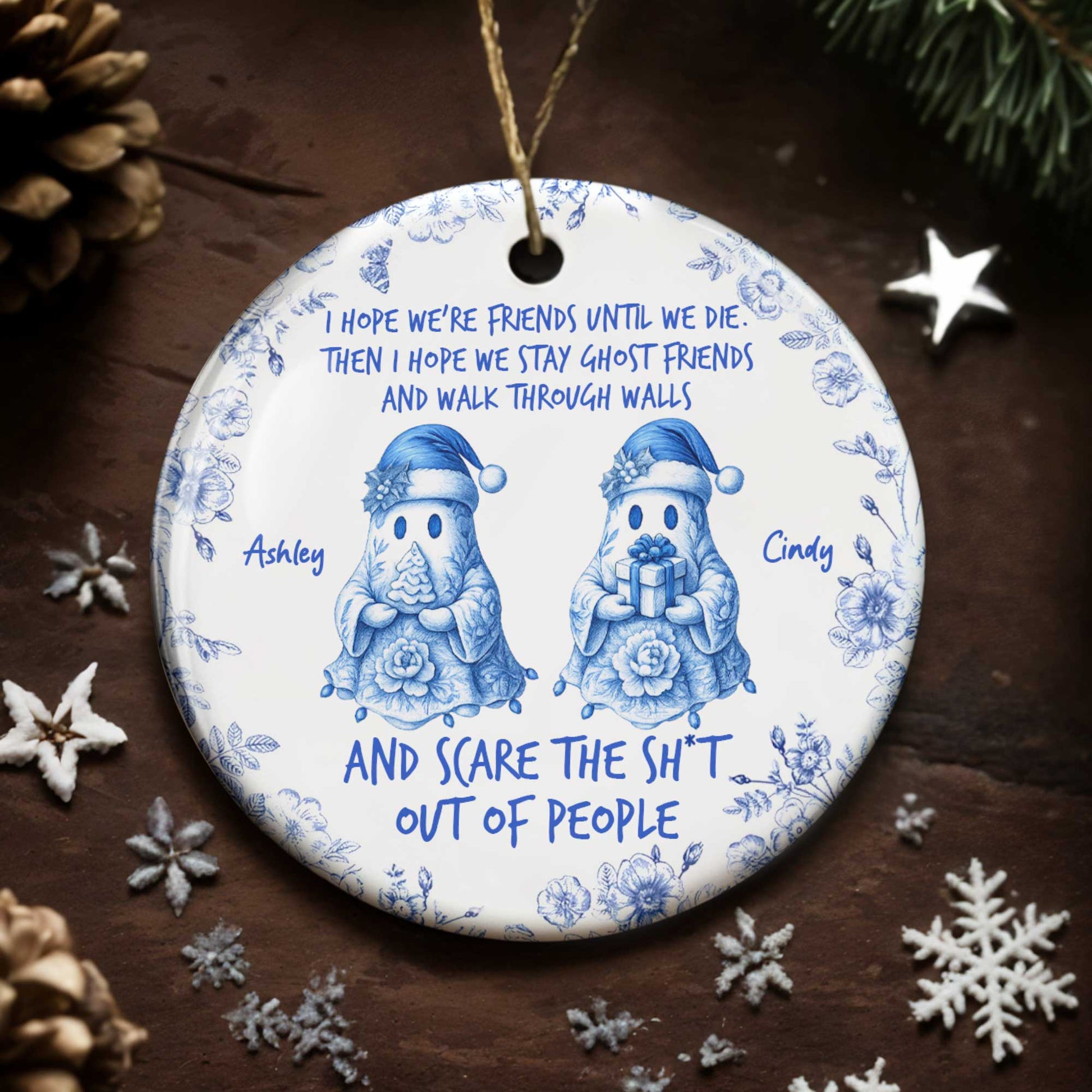 Friends Until We Die Ghost Friends Ceramic Ornament