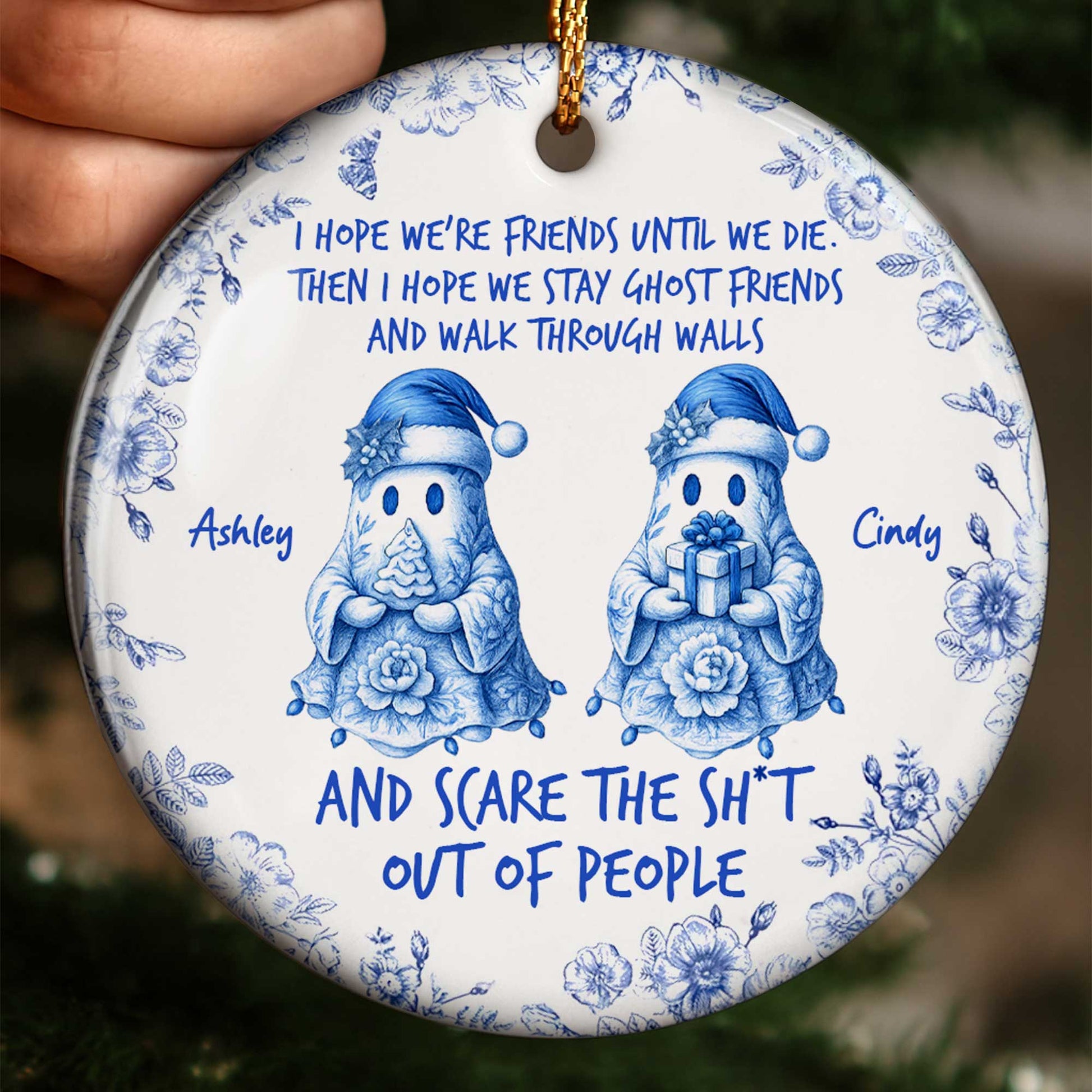 Friends Until We Die Ghost Friends Ceramic Ornament
