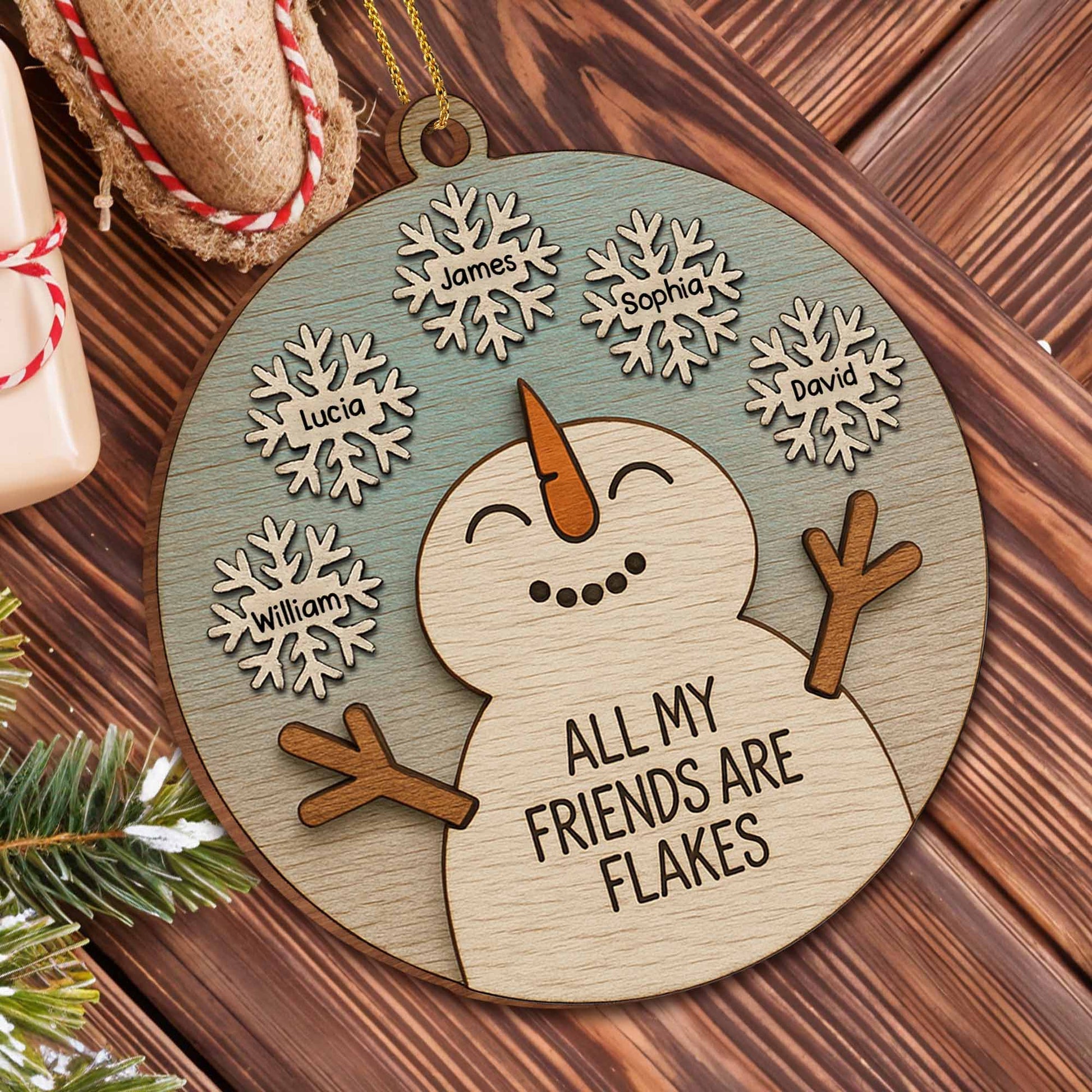 All My Friends Are Flakes Snowman Ornament