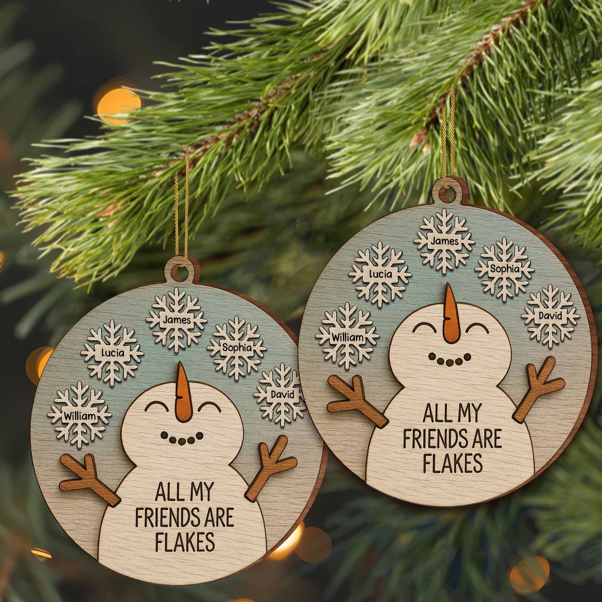 All My Friends Are Flakes Snowman Ornament