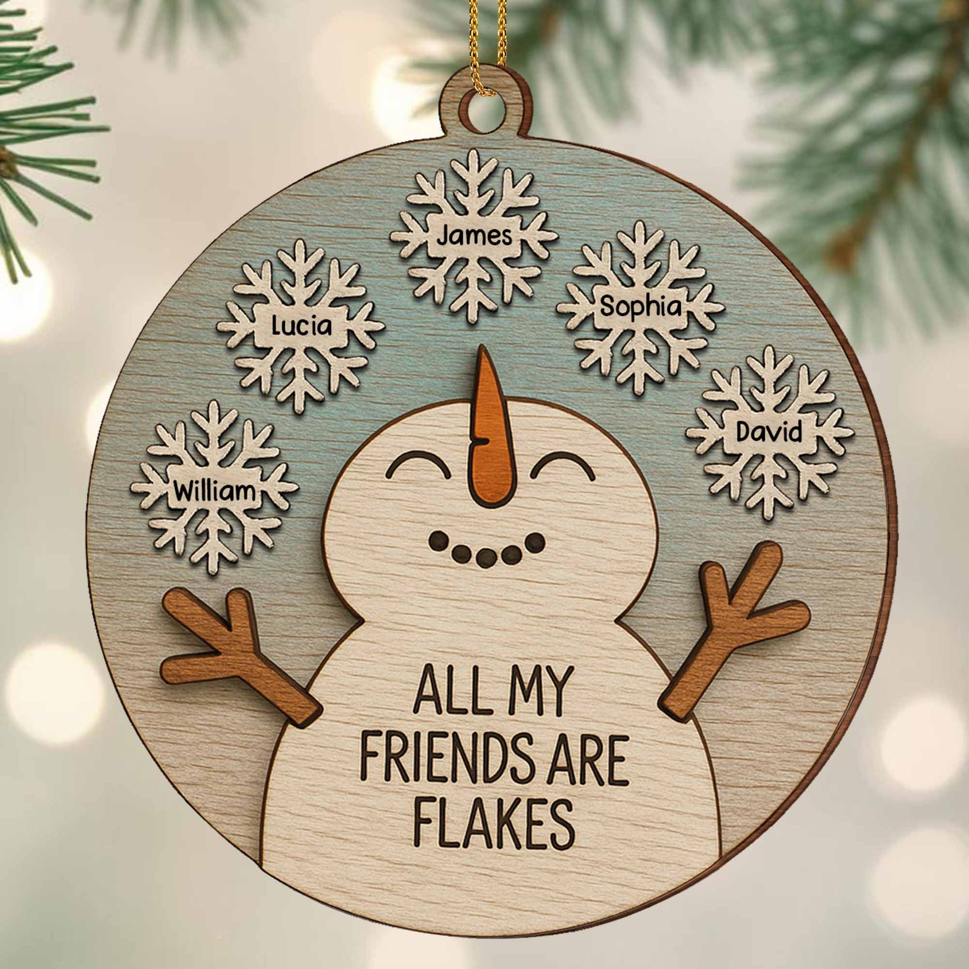 All My Friends Are Flakes Snowman Ornament