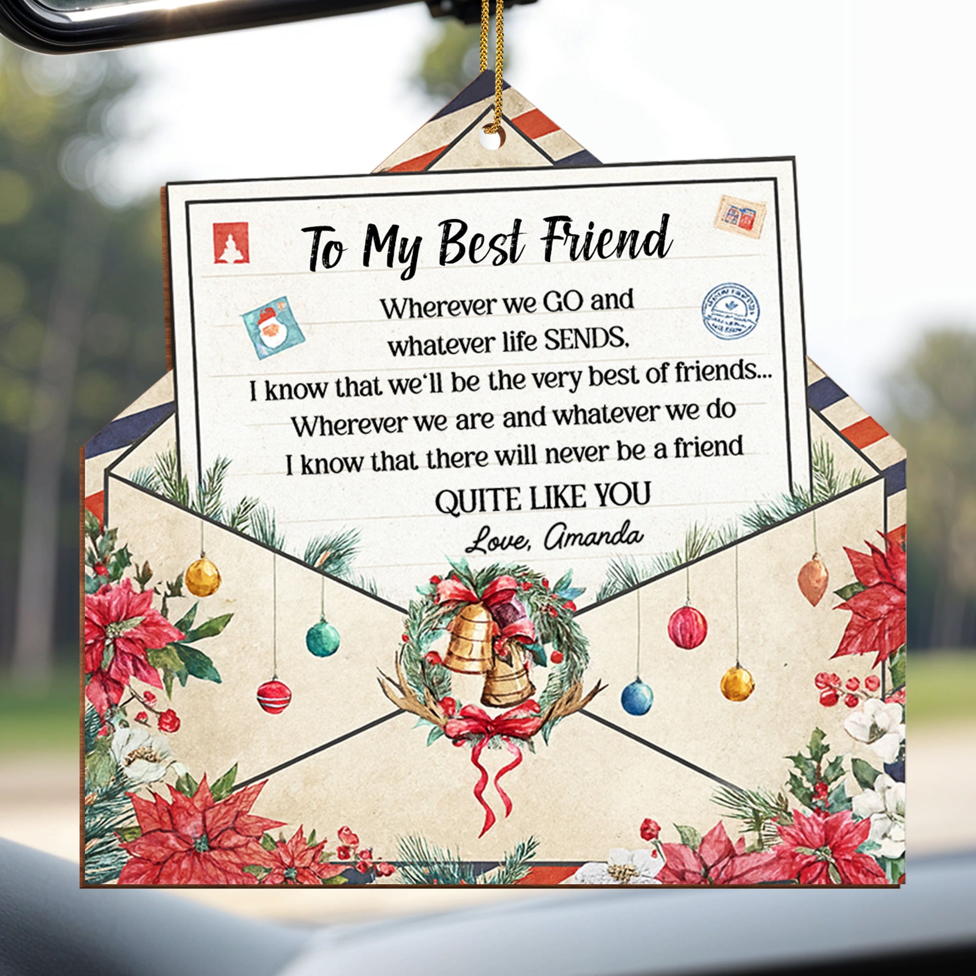 To My Best Friend, Poinsettia And Christmas Ornaments