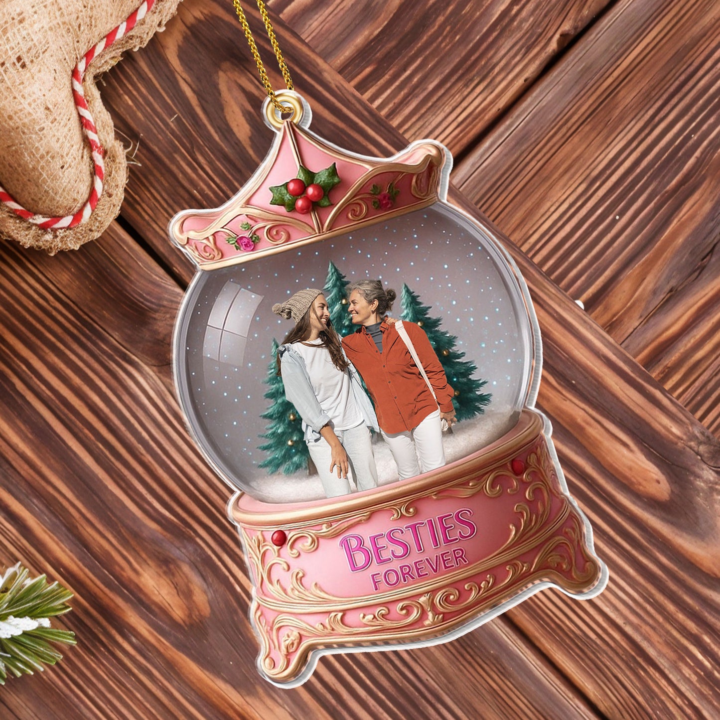 Besties Forever, Christmas-Themed Snow Globe