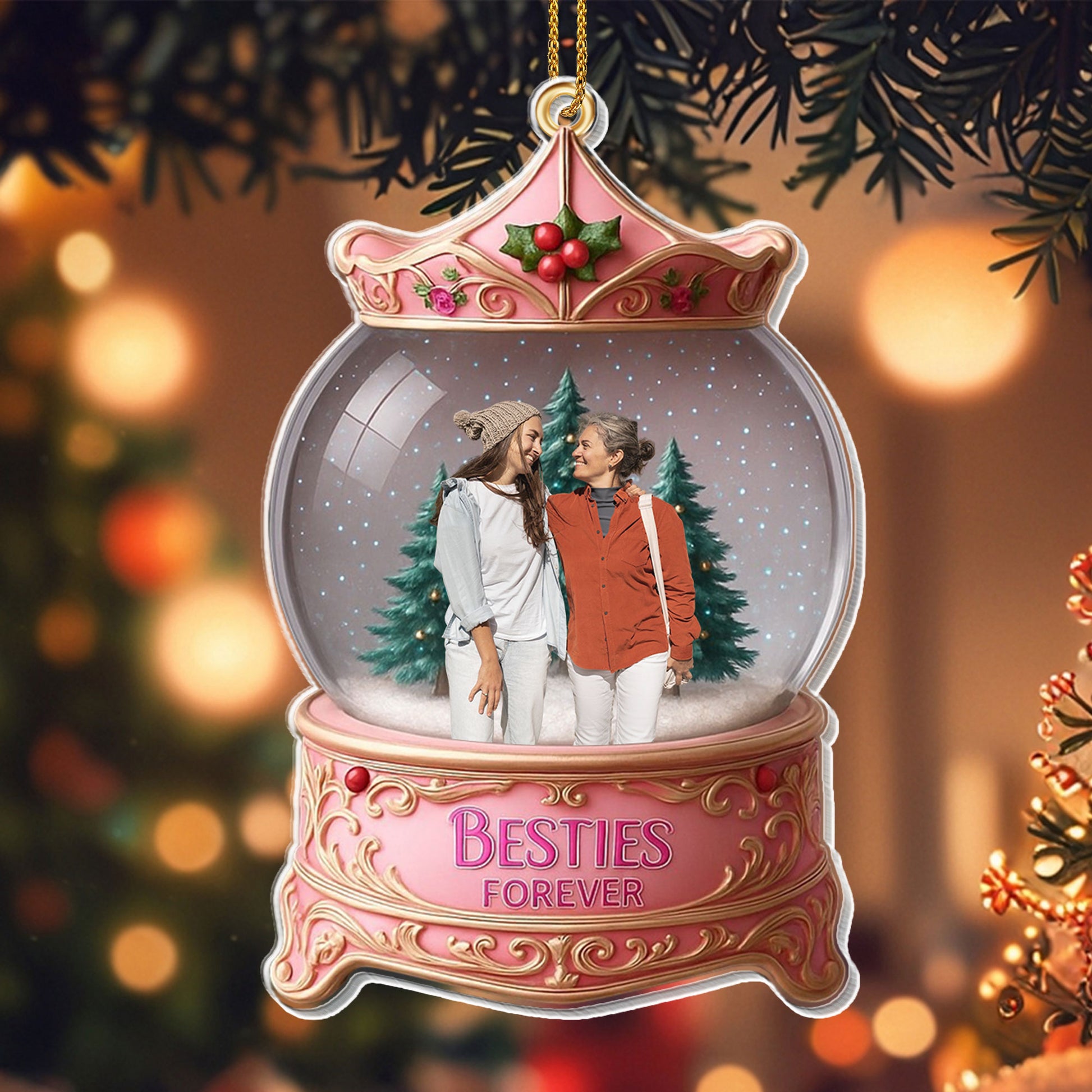 Besties Forever, Christmas-Themed Snow Globe