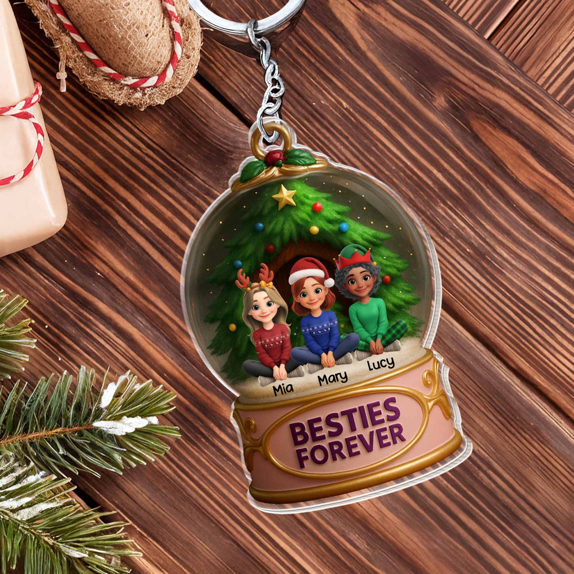 Besties Forever Christmas Keychain