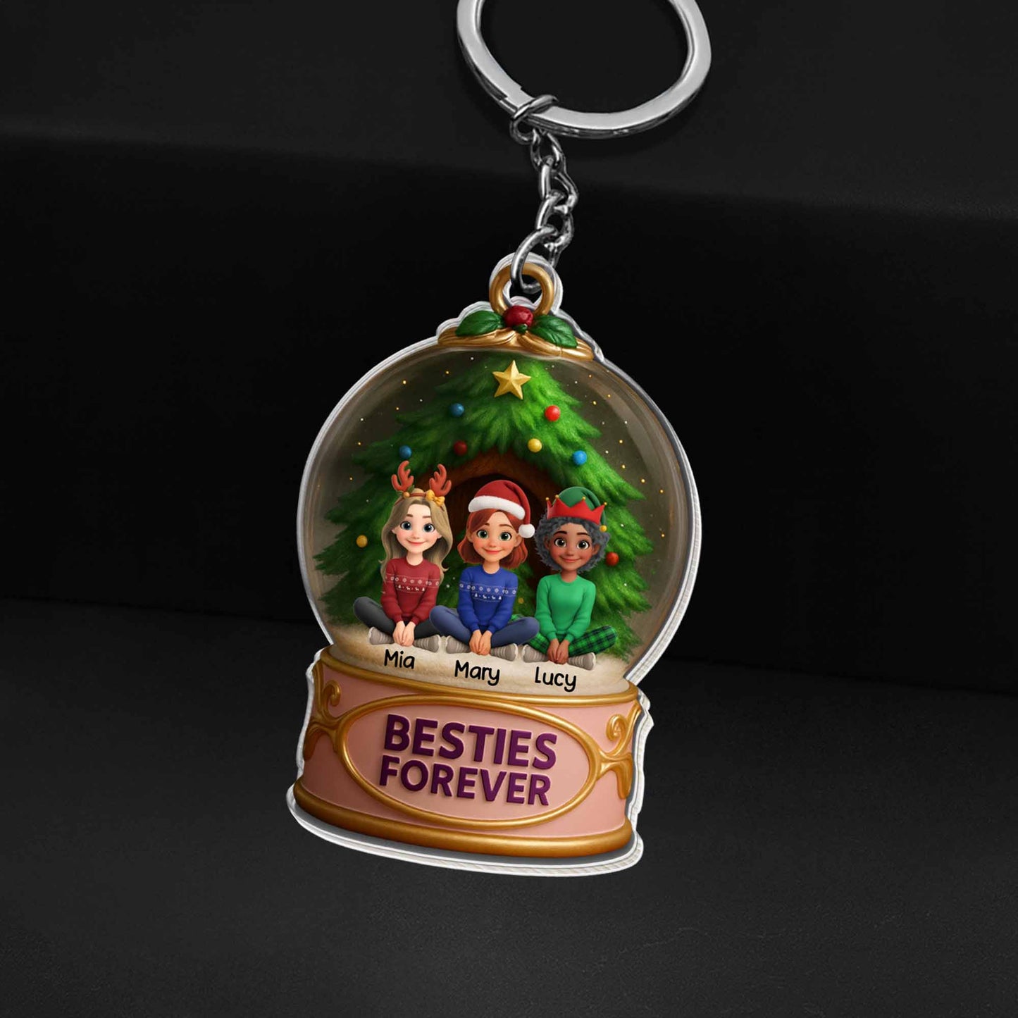 Besties Forever Christmas Keychain