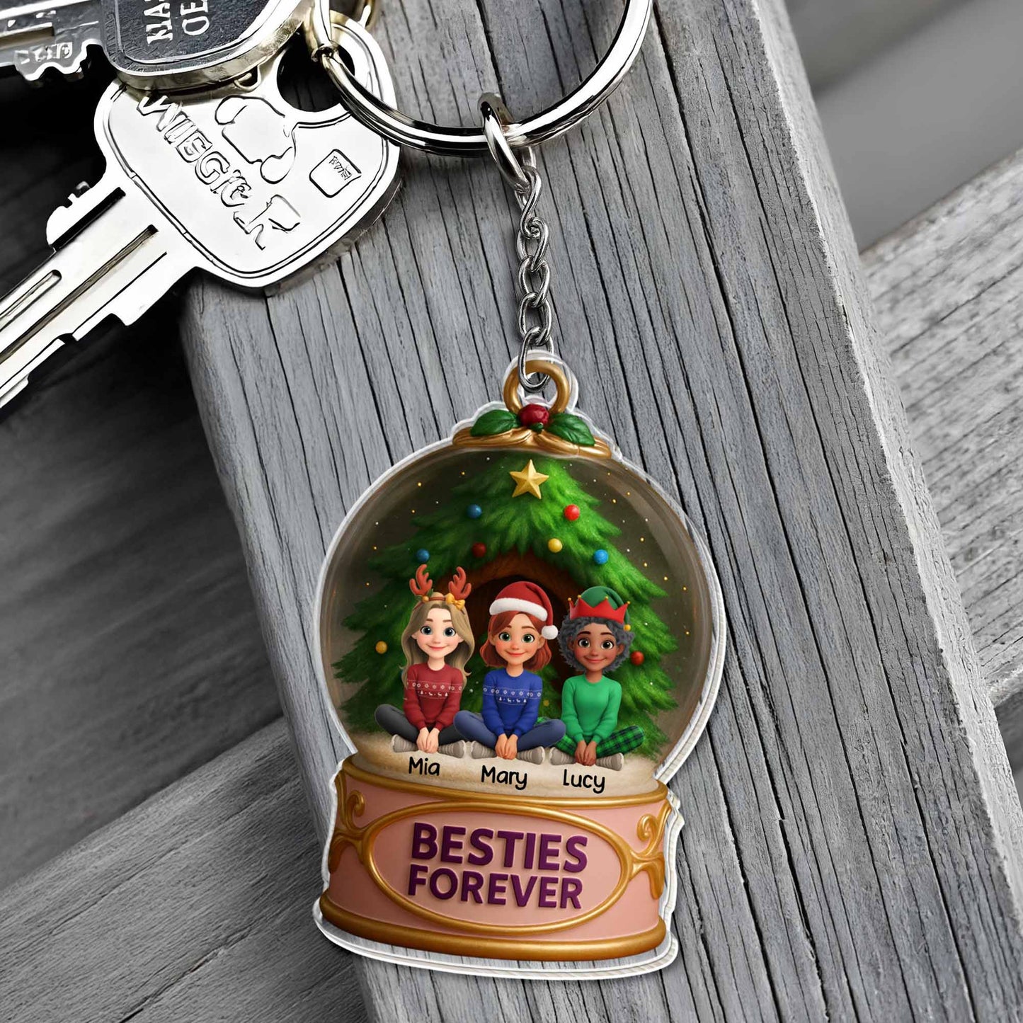 Besties Forever Christmas Keychain
