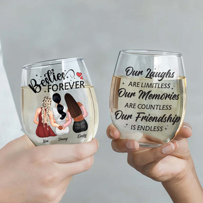 Besties Forever, Friendship Theme Wine Glass