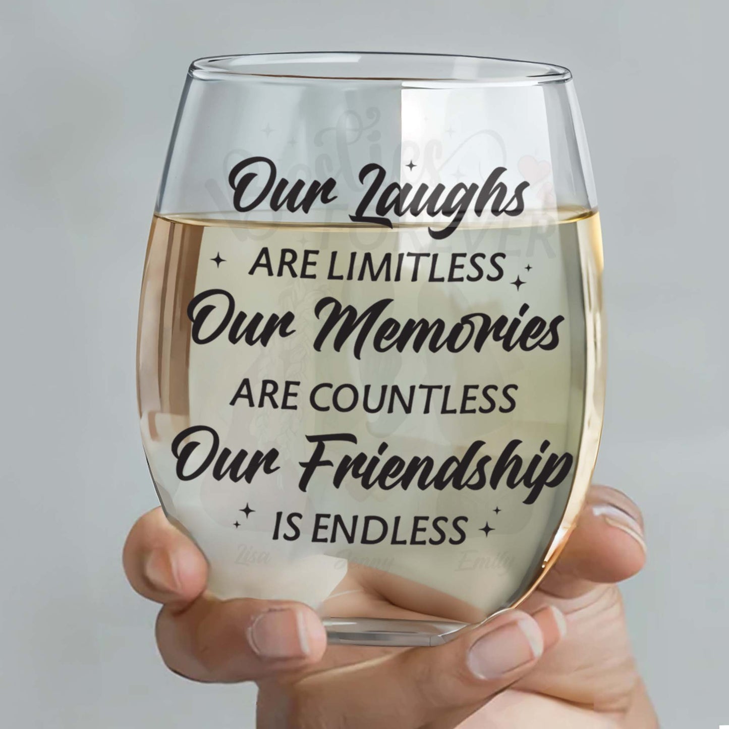 Besties Forever, Friendship Theme Wine Glass