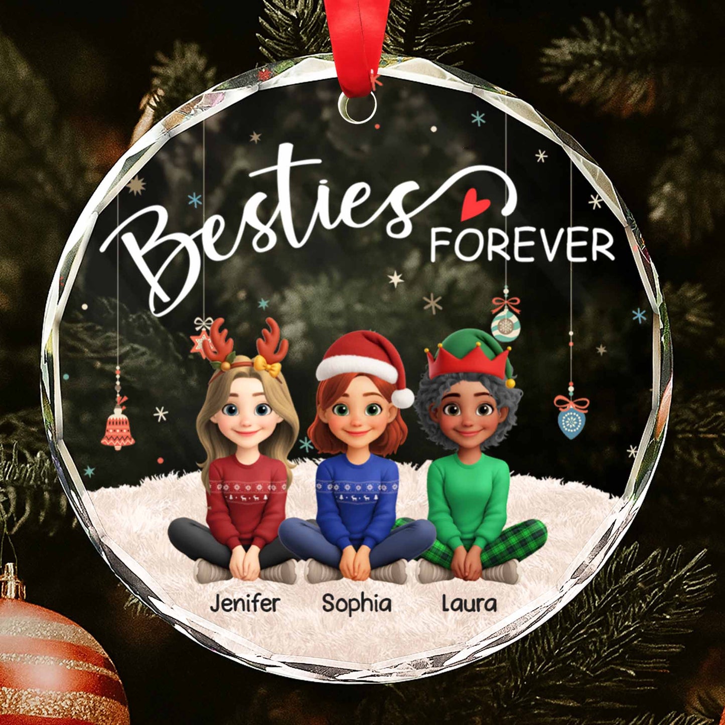 Besties Forever With Christmas Hats