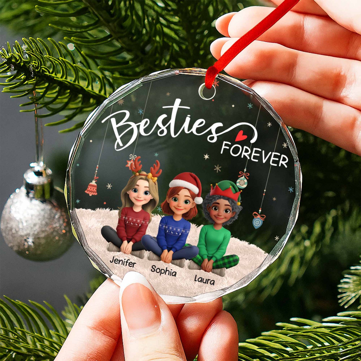 Besties Forever With Christmas Hats