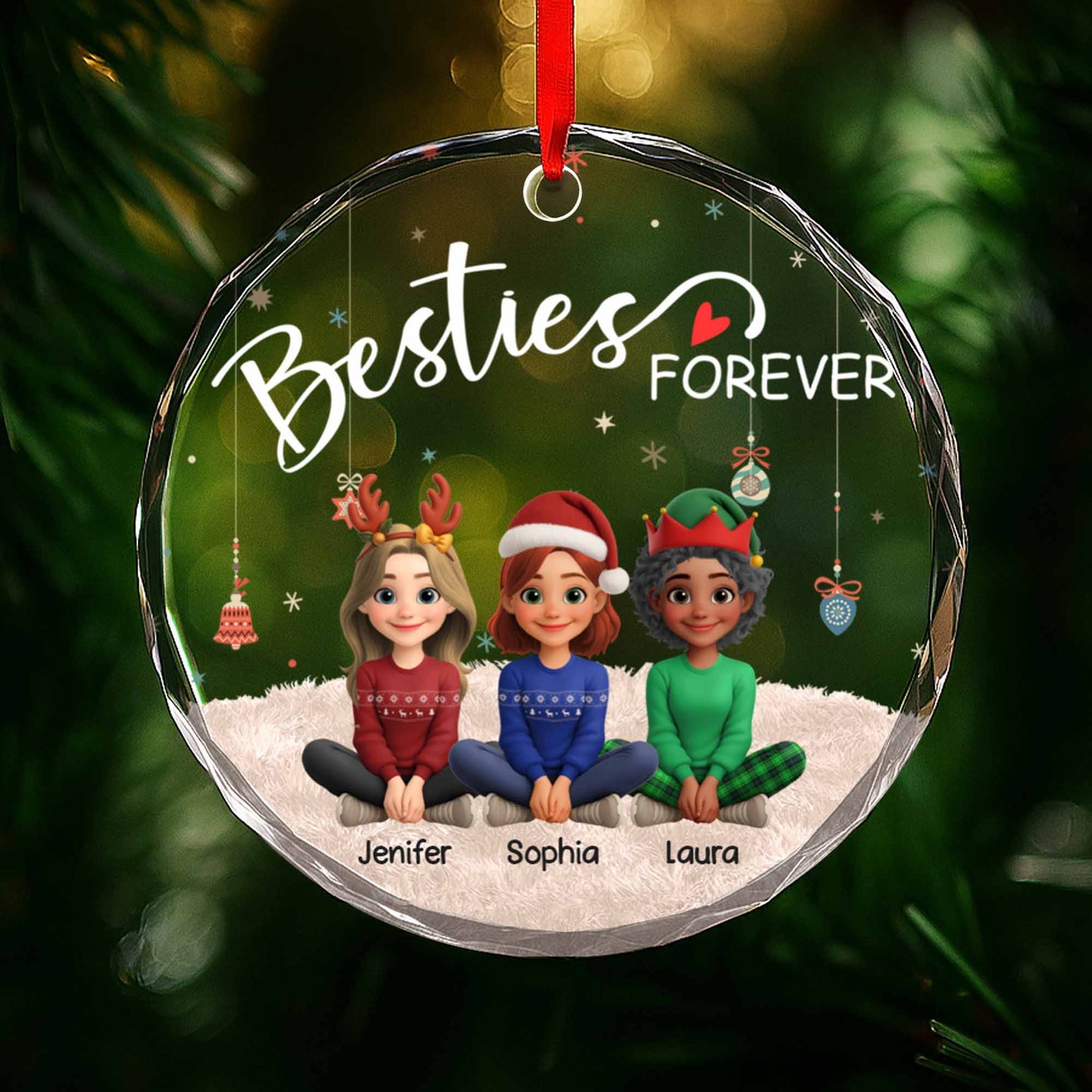 Besties Forever With Christmas Hats