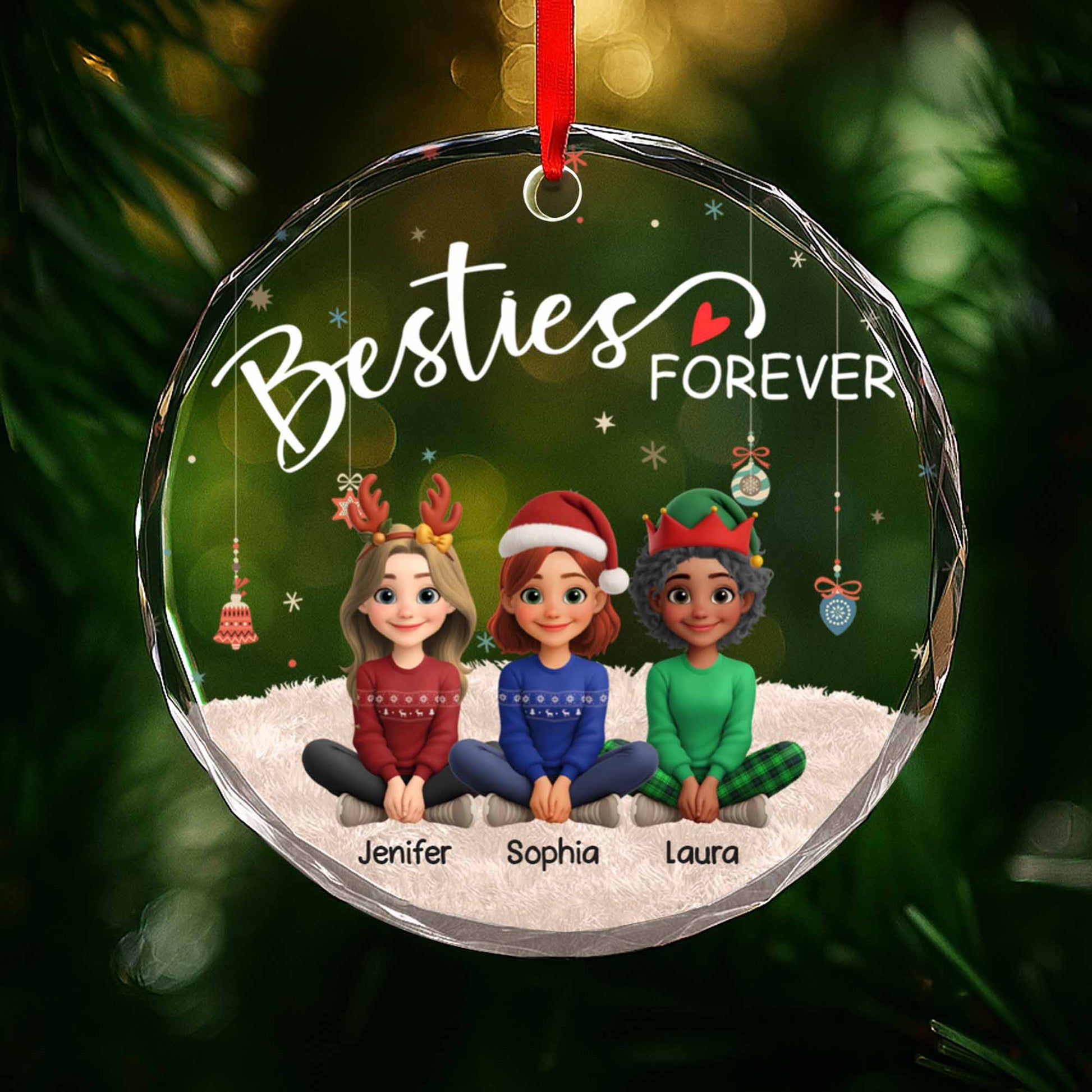 Besties Forever With Christmas Hats