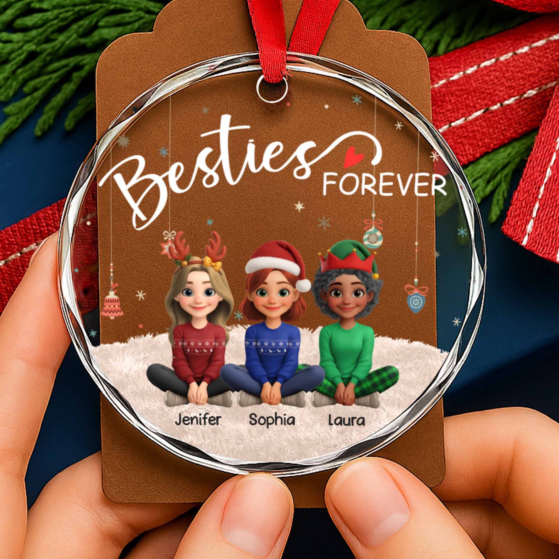 Besties Forever With Christmas Hats