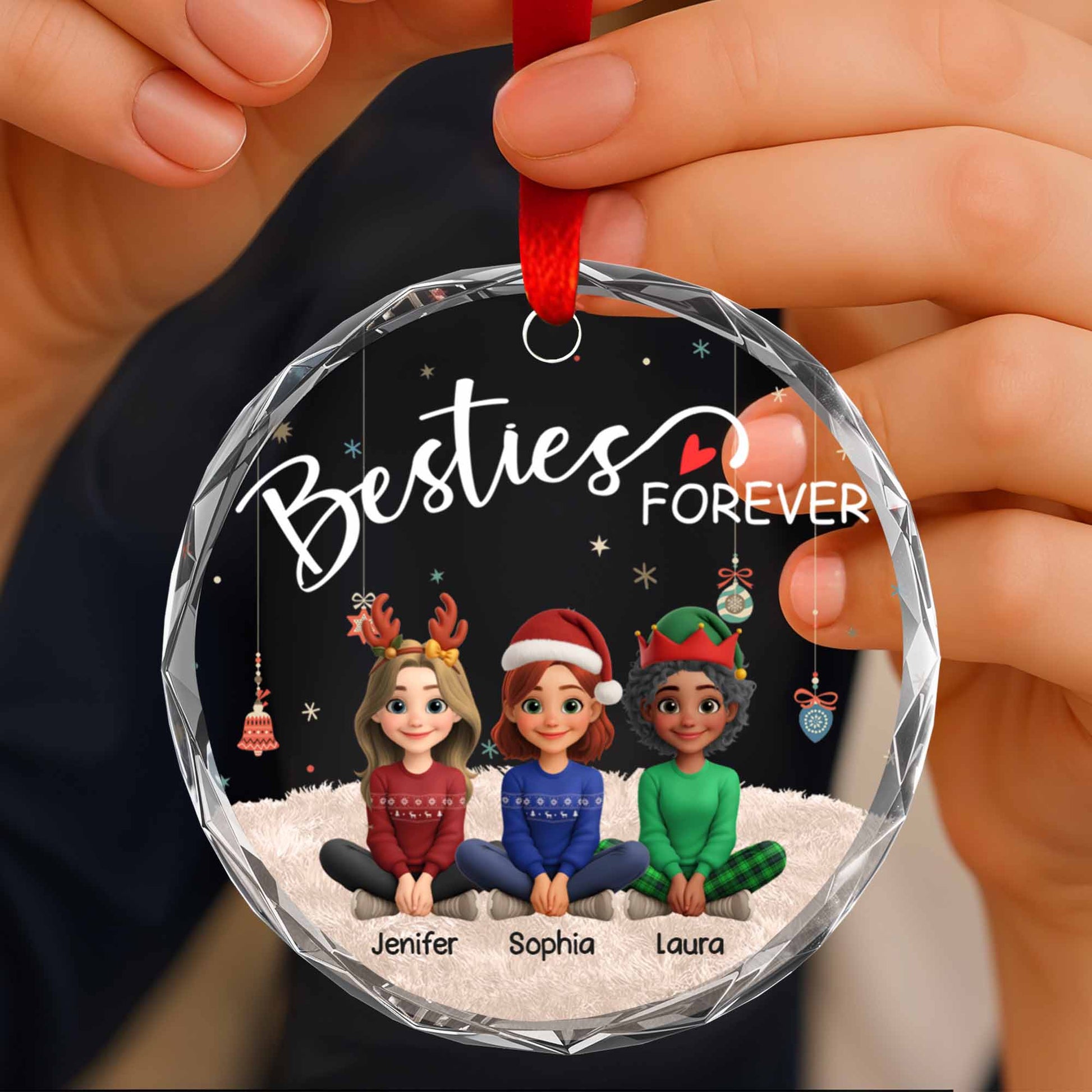 Besties Forever With Christmas Hats