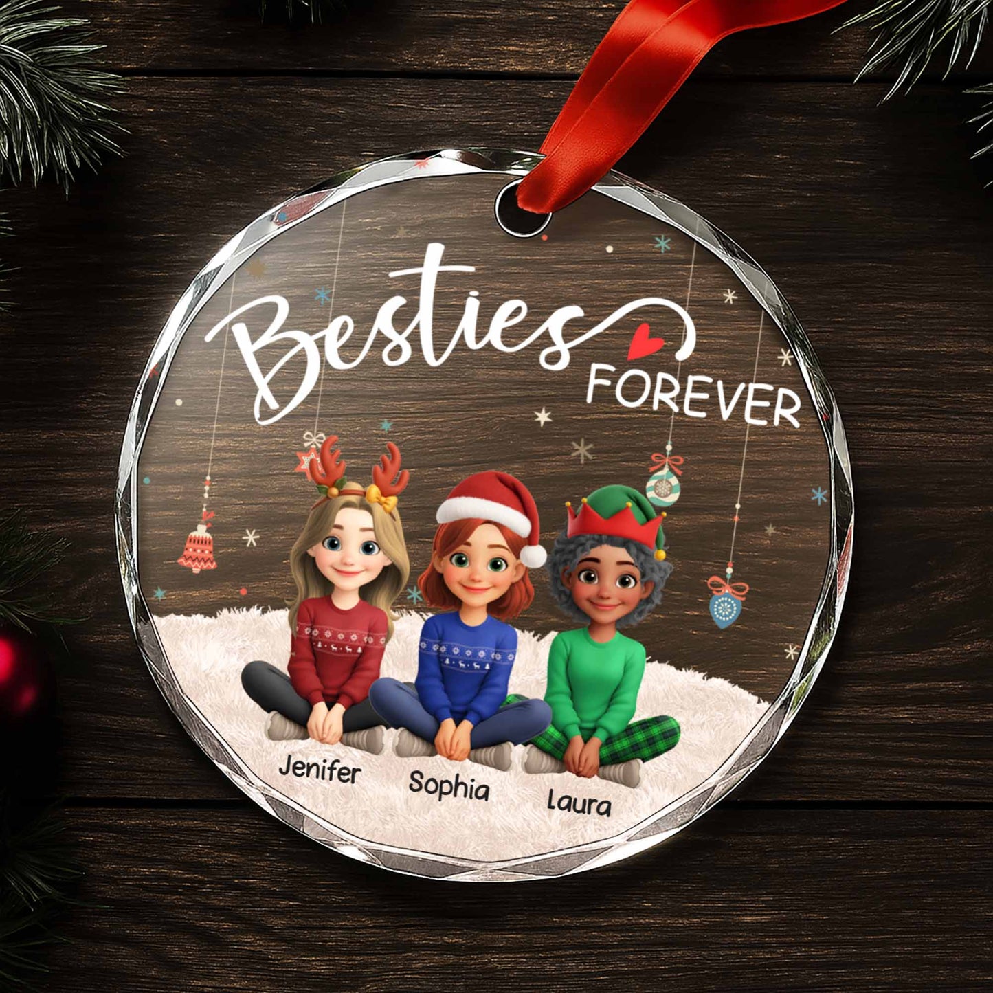 Besties Forever With Christmas Hats