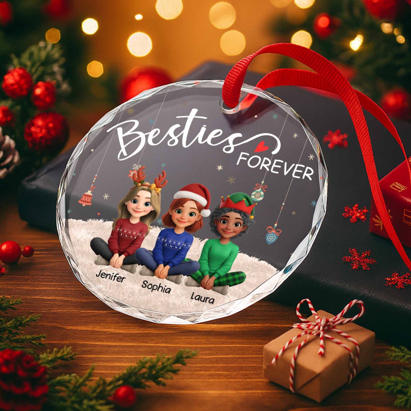 Besties Forever With Christmas Hats