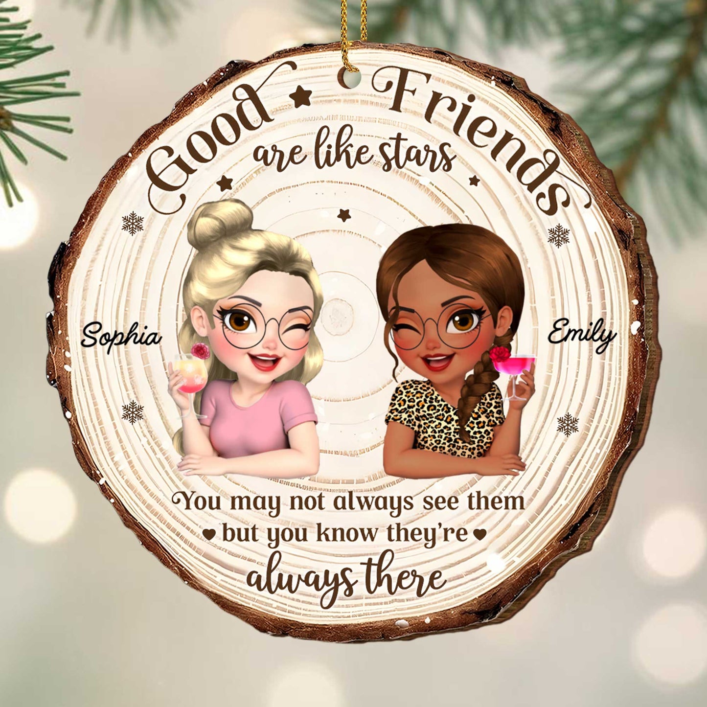 Good Friends Are Like Stars, Custom Wood Ornament