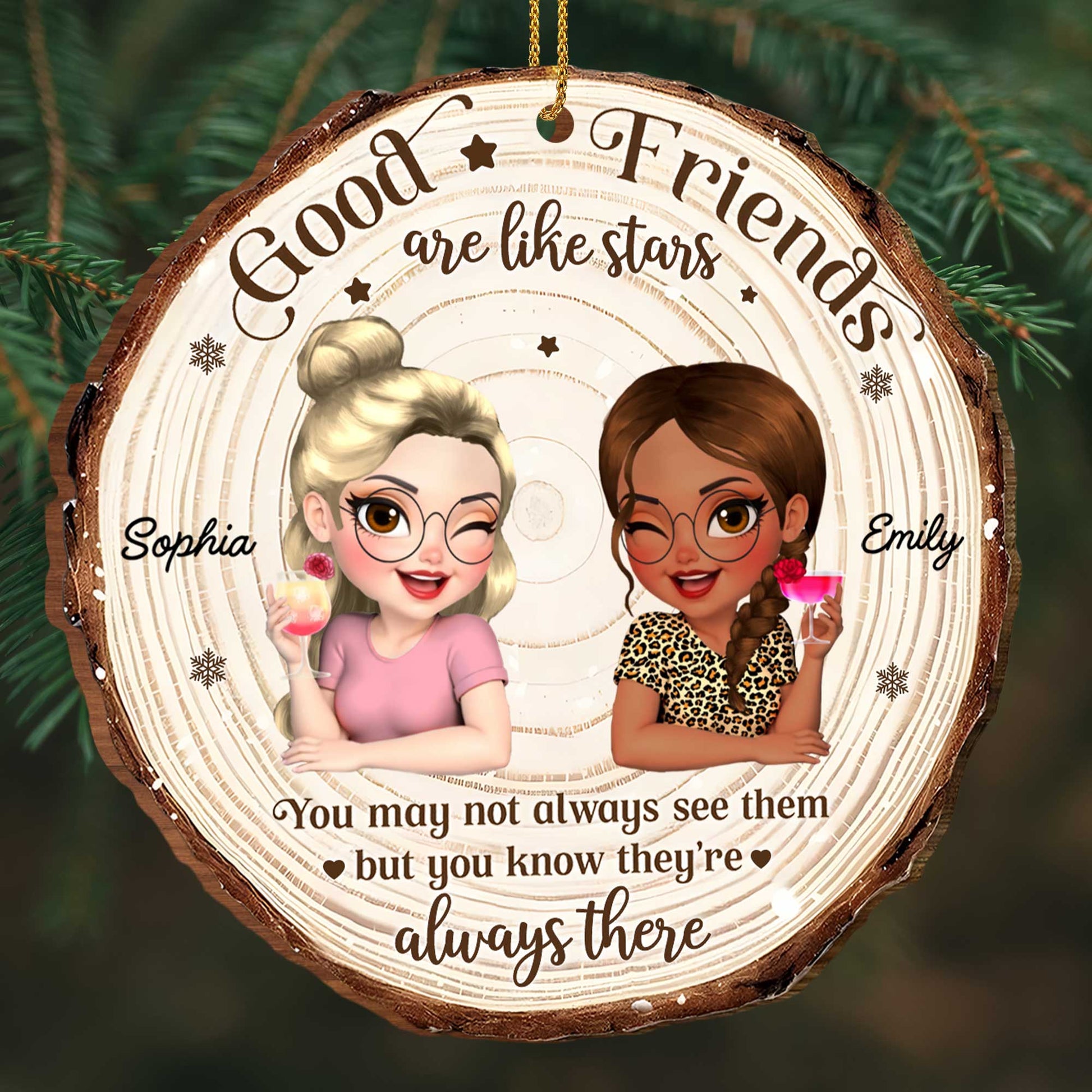 Good Friends Are Like Stars, Custom Wood Ornament