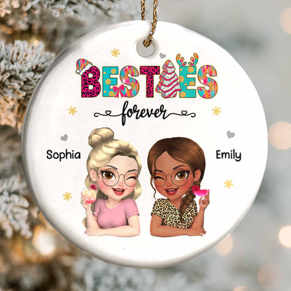 Besties Forever With Cartoon Girls And Cocktail