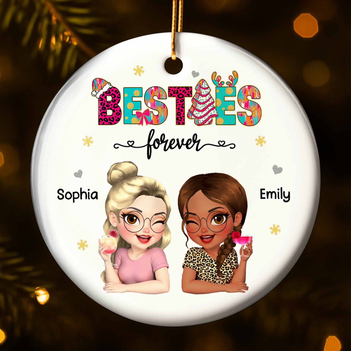 Besties Forever With Cartoon Girls And Cocktail