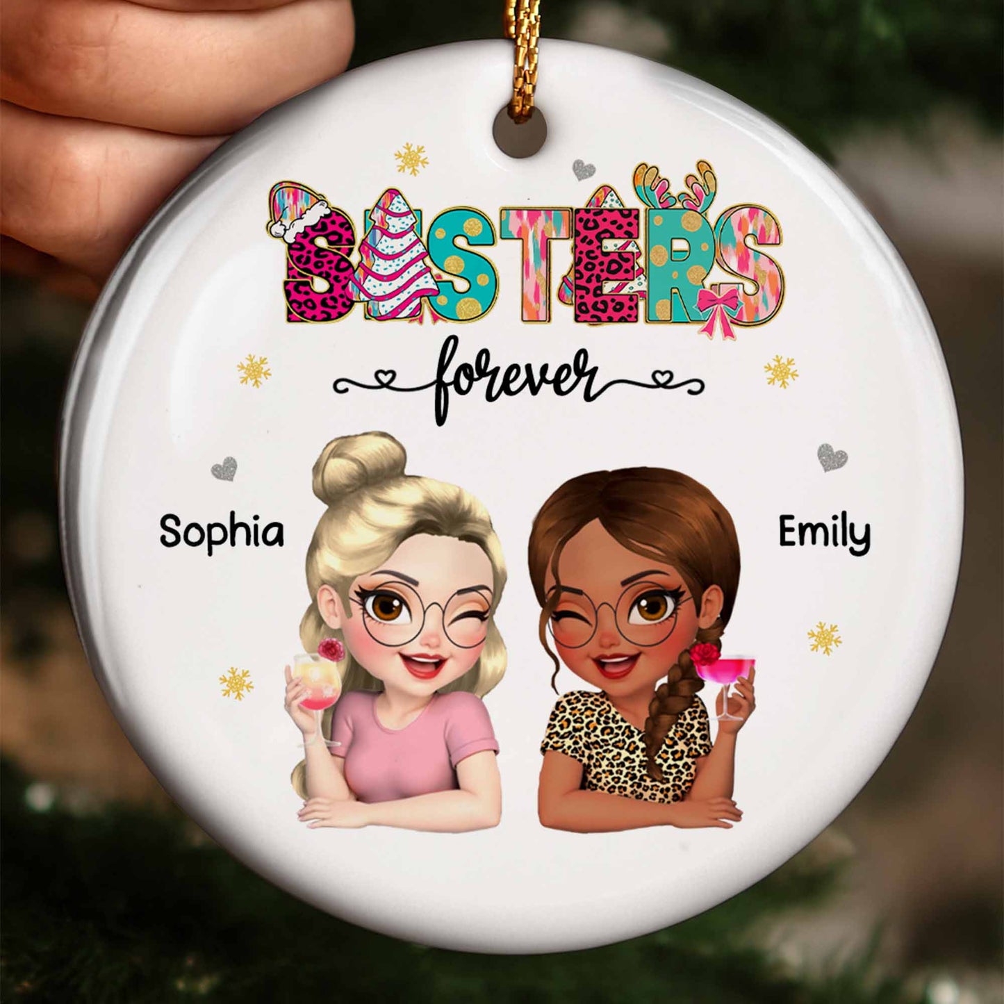 Besties Forever With Cartoon Girls And Cocktail