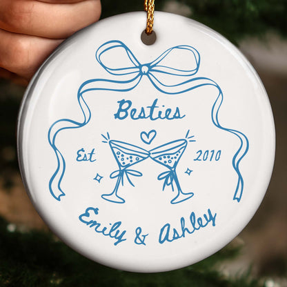 Besties Est Martini Glasses and Bow Ornament