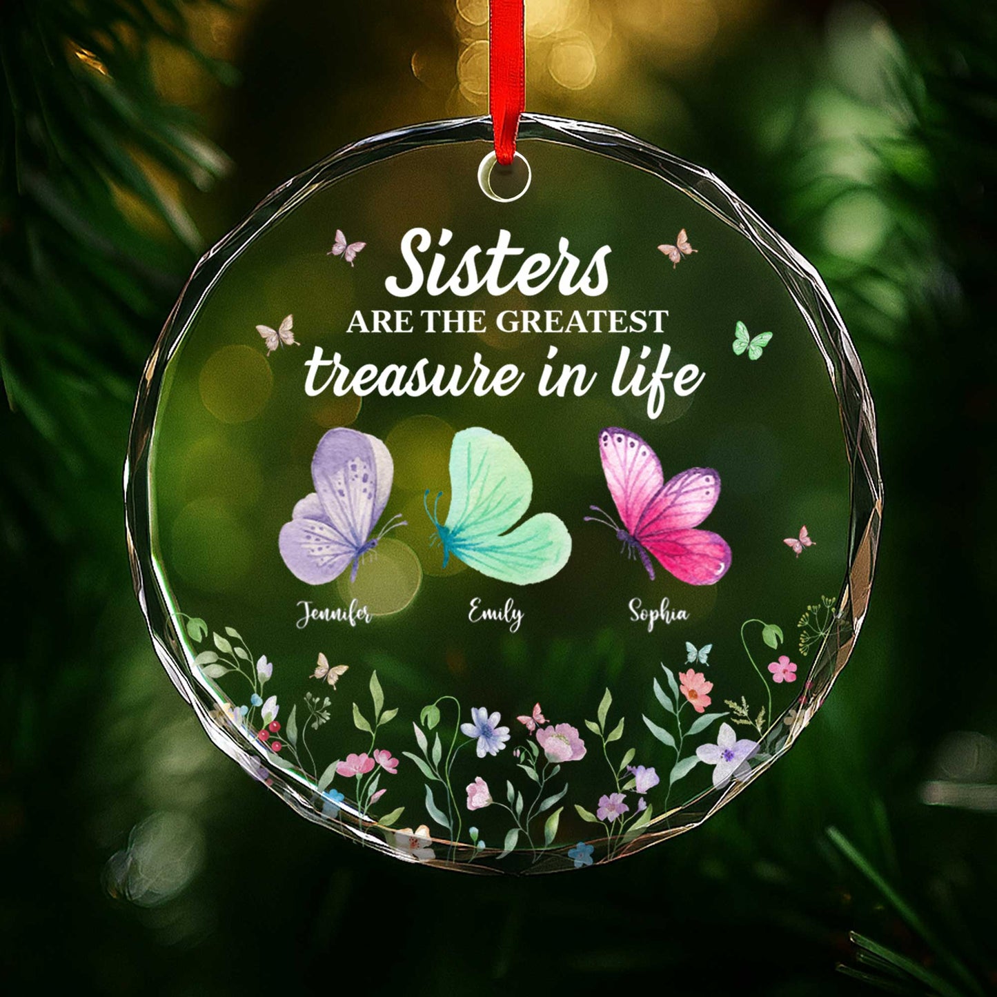 Sisters Are the Greatest Treasure With Butterflies And Flowers
