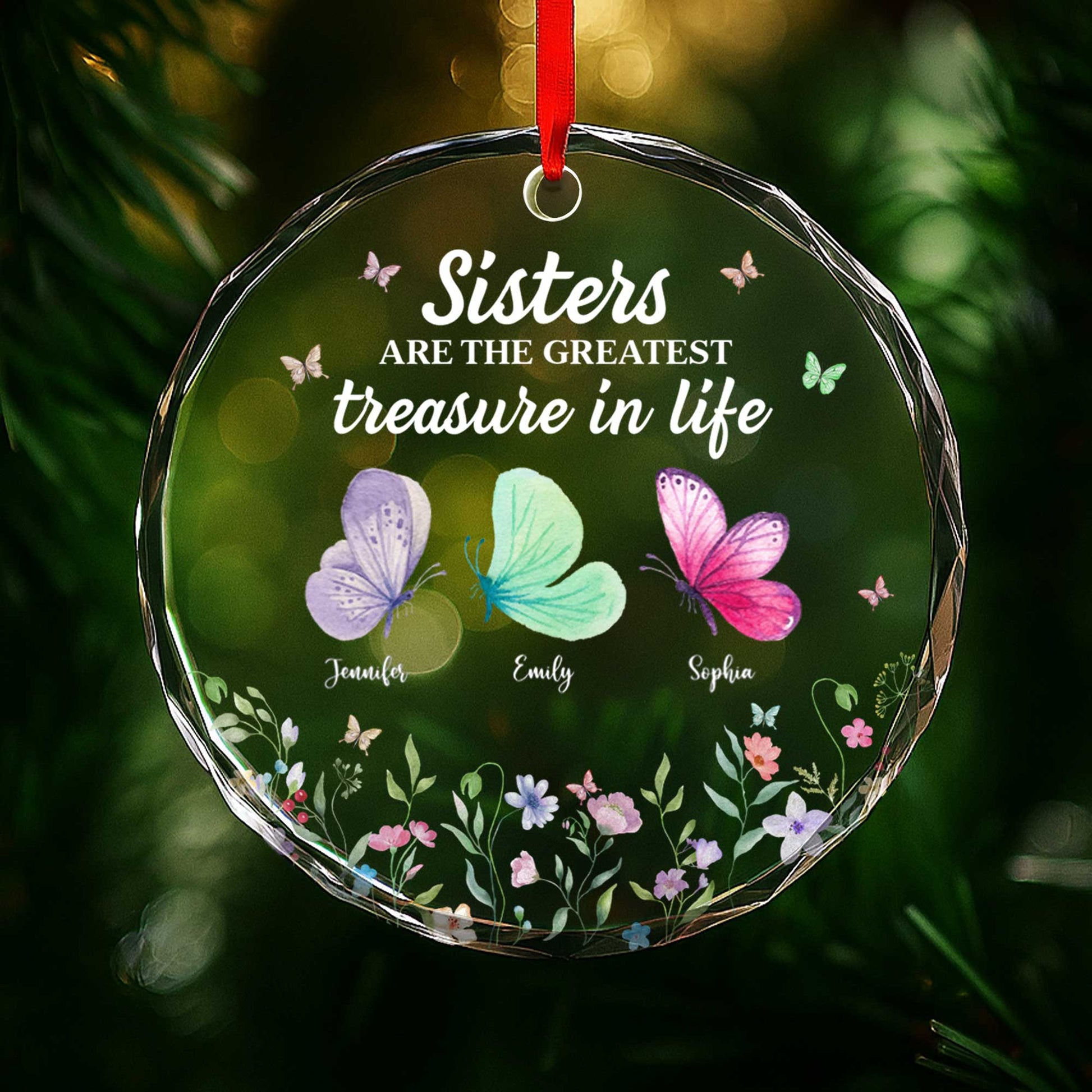 Sisters Are the Greatest Treasure With Butterflies And Flowers