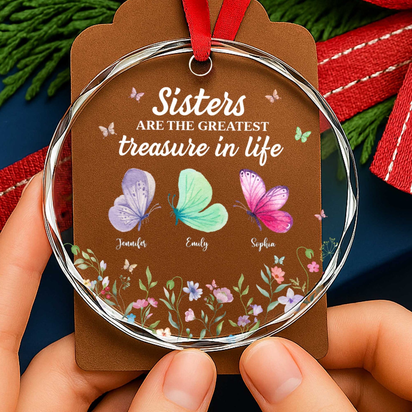 Sisters Are the Greatest Treasure With Butterflies And Flowers