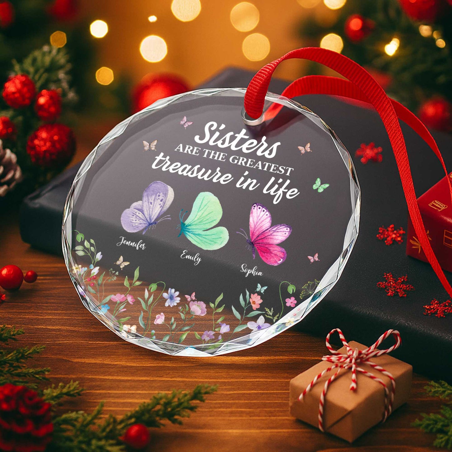 Sisters Are the Greatest Treasure With Butterflies And Flowers