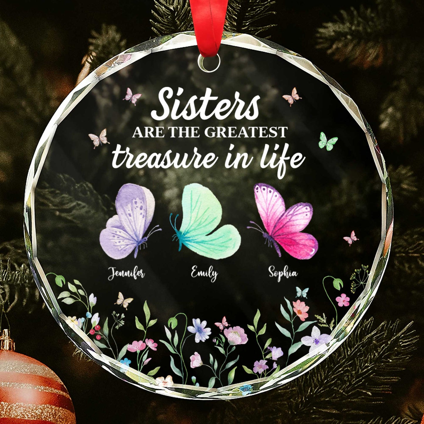 Sisters Are the Greatest Treasure With Butterflies And Flowers