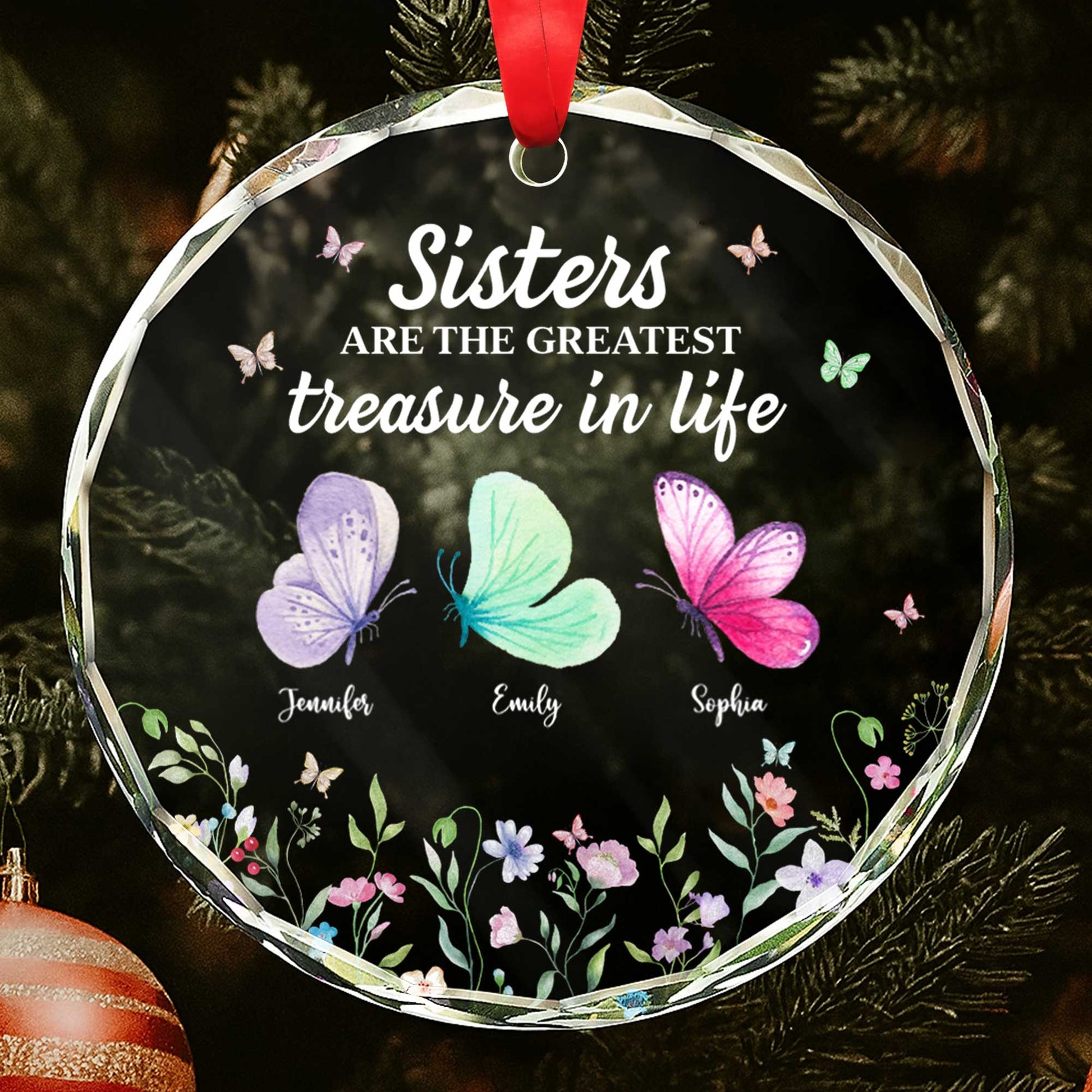 Sisters Are the Greatest Treasure With Butterflies And Flowers