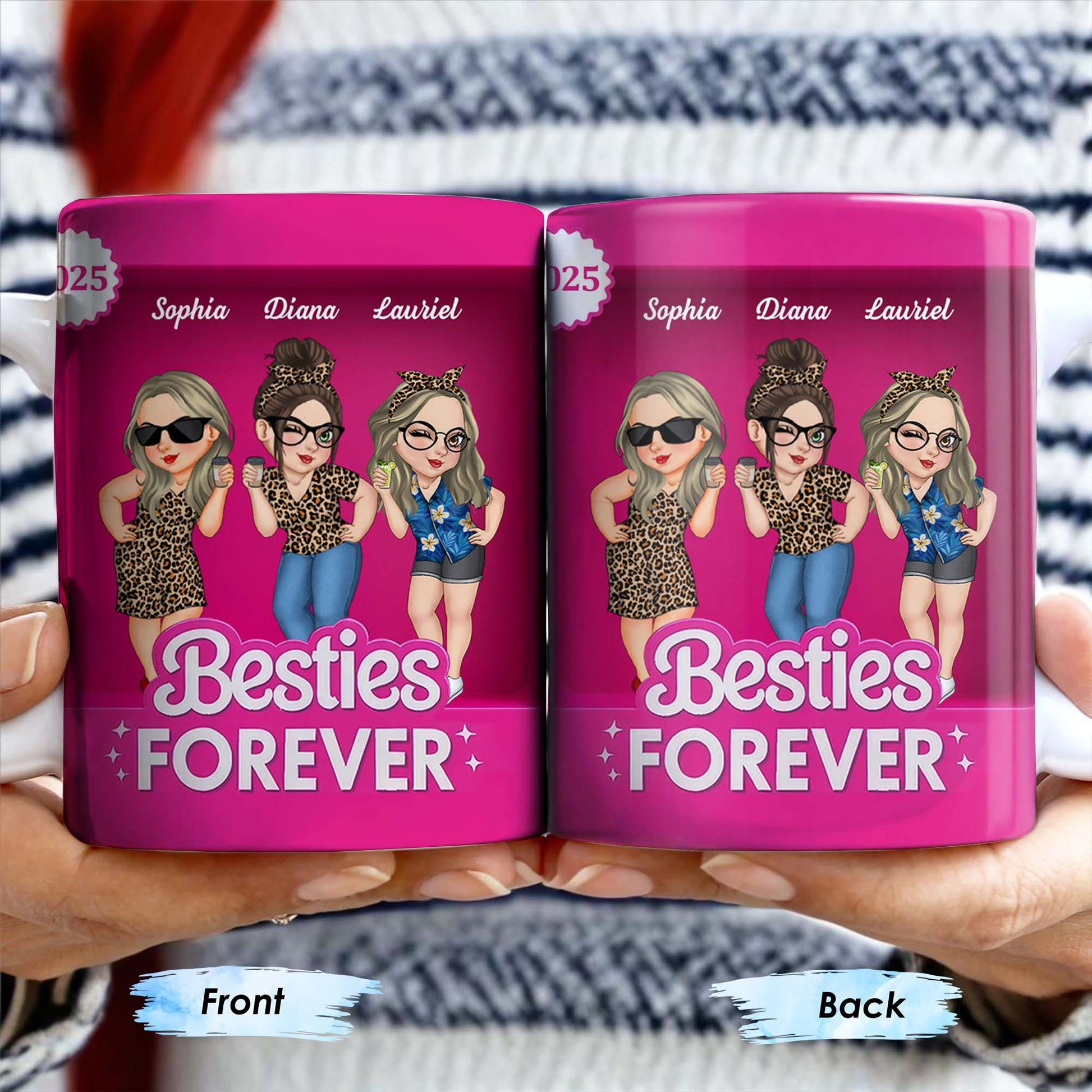 Besties Forever With Cartoon Figures And Stars