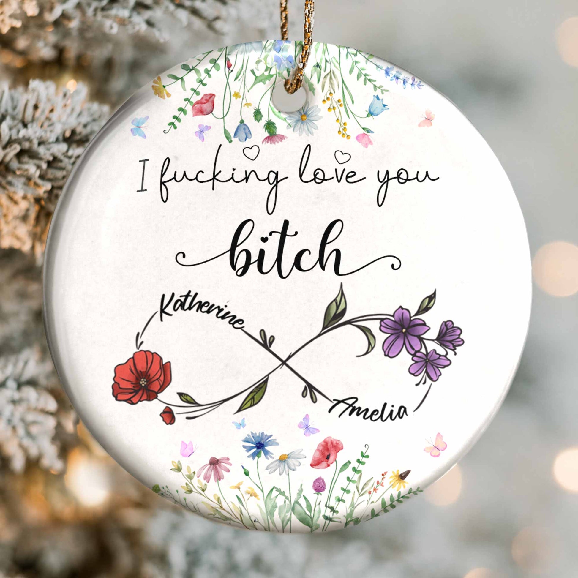 I Effing Love You B*tch With Elegant Flowers Design