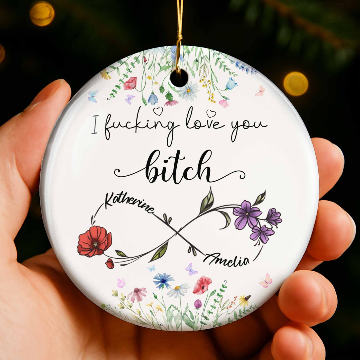 I Effing Love You B*tch With Elegant Flowers Design