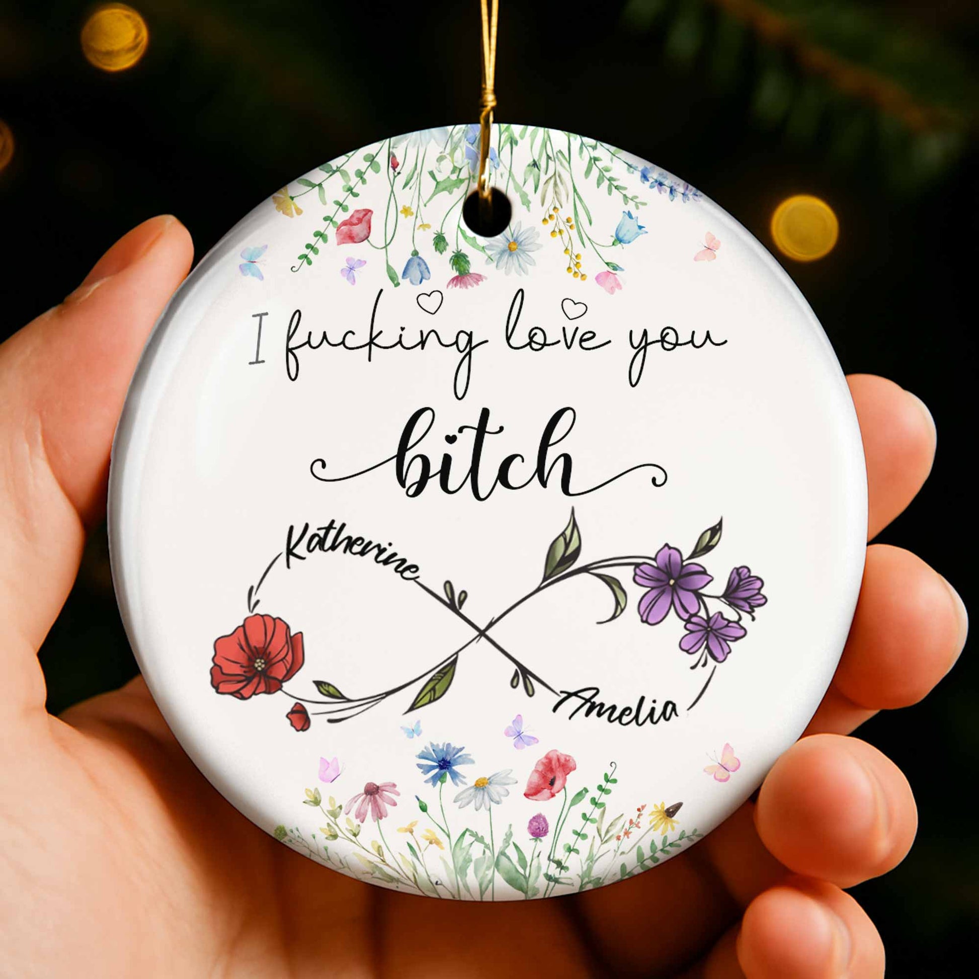 I Effing Love You B*tch With Elegant Flowers Design