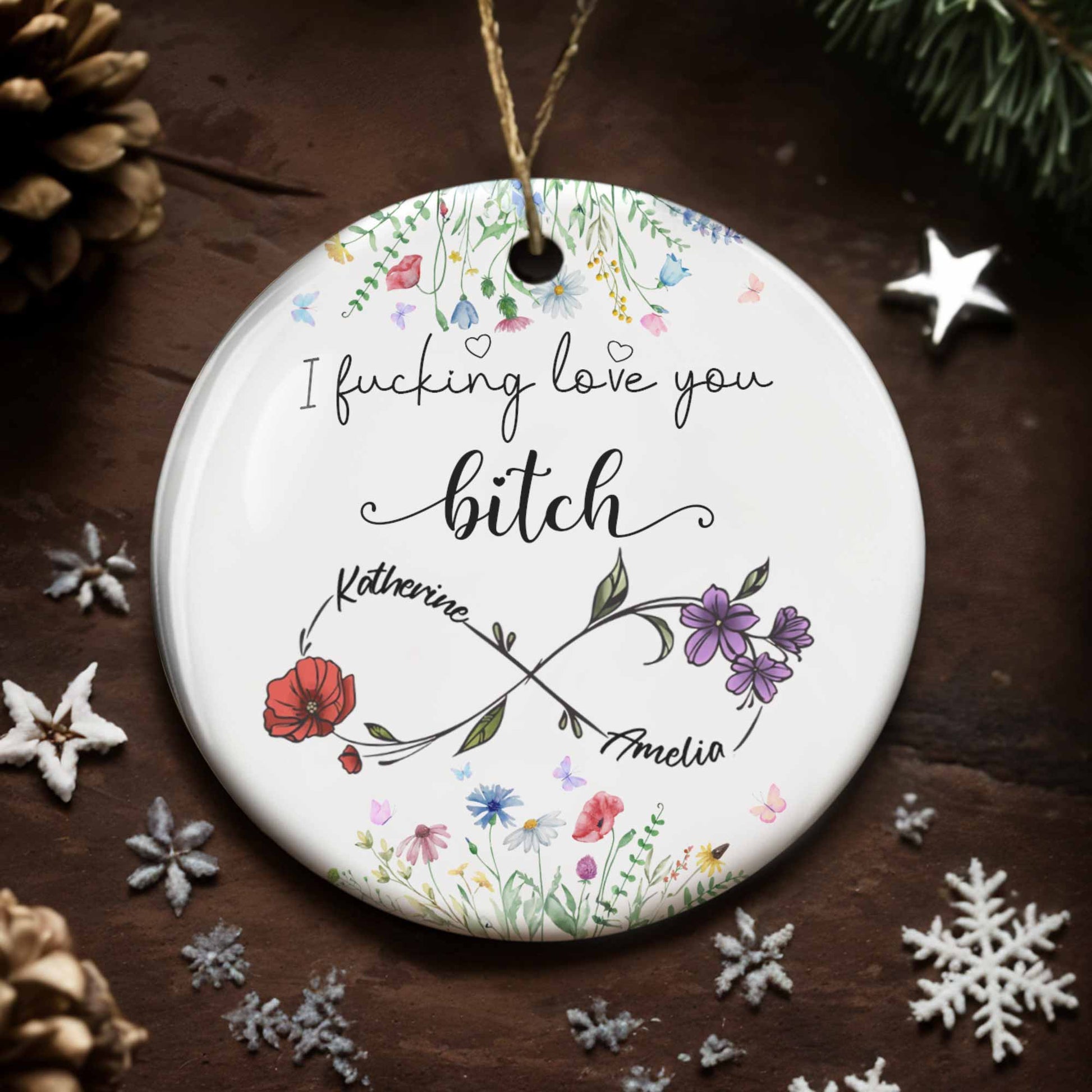 I Effing Love You B*tch With Elegant Flowers Design