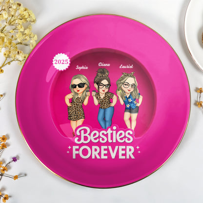 Besties Forever With Cartoon Figures And Leopard Print