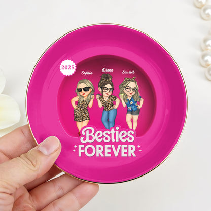 Besties Forever With Cartoon Figures And Leopard Print