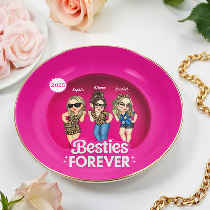 Besties Forever With Cartoon Figures And Leopard Print