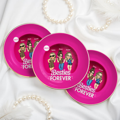 Besties Forever With Cartoon Figures And Leopard Print