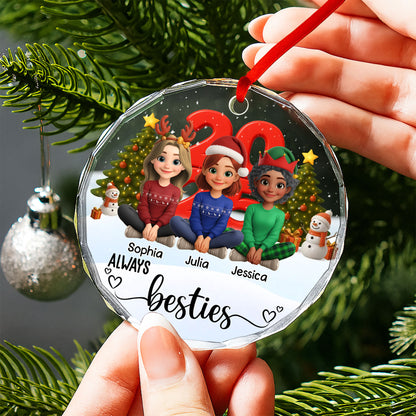 Always Besties With Christmas Trees And Snowman