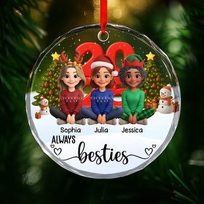 Always Besties With Christmas Trees And Snowman