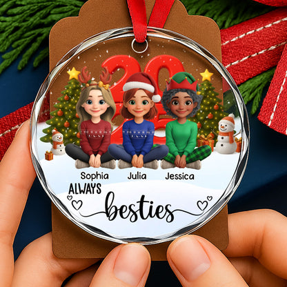 Always Besties With Christmas Trees And Snowman